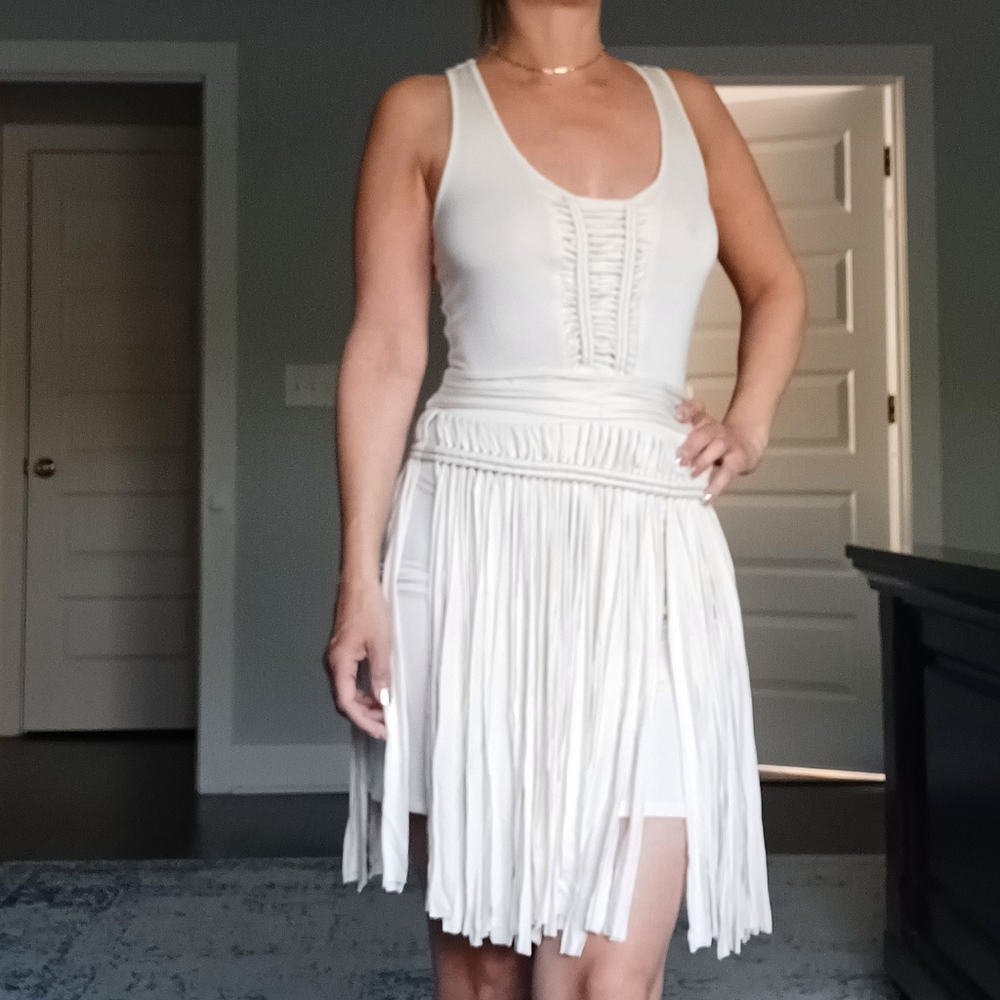 Bebe soft, fringe, boho dress.